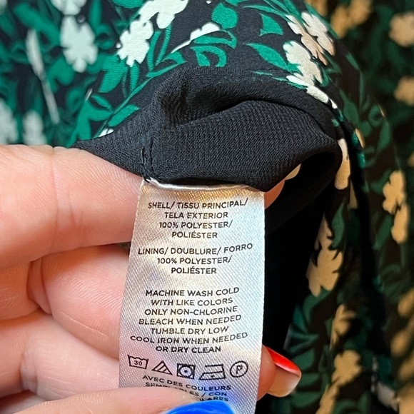 ANN TAYLOR GREEN MIXED FLORAL FLARE DRESS SIZE 8 - Picture 8 of 9